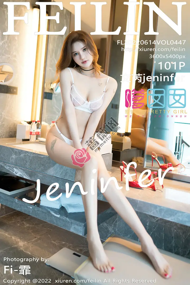 [FeiLin嗲囡囡] Vol.447 模特文芮jeninfer黑色收身衣配开档黑丝半脱露蕾丝内衣诱惑写真-蔷薇阁