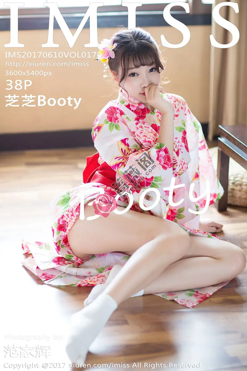 [IMiss爱蜜社] Vol.170 嫩模芝芝Booty花色日系和服红色蕾丝内裤半脱撩人诱惑写真 - 蔷薇阁-蔷薇阁