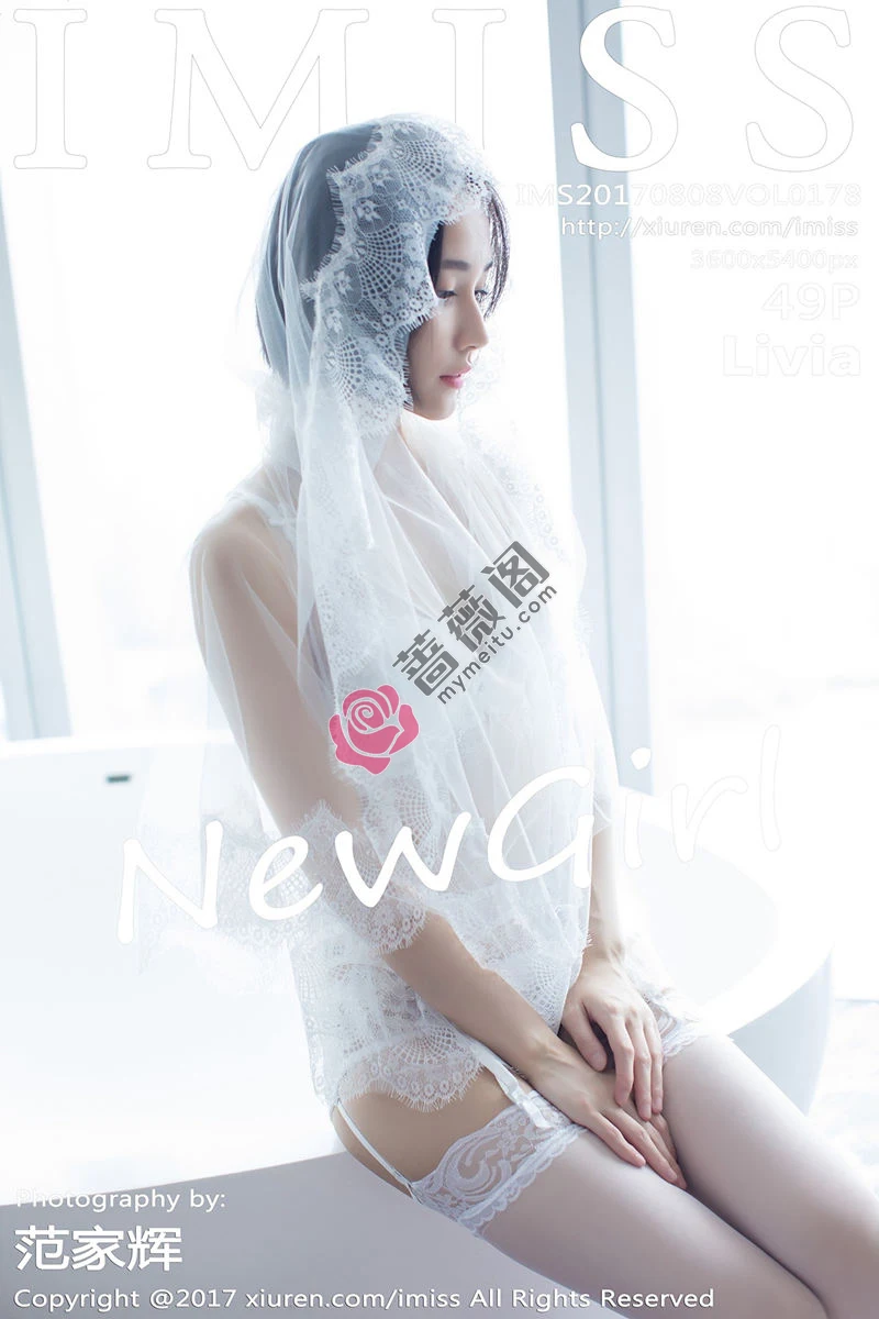 [IMiss爱蜜社] Vol.178 模特Livia清爽蓝色衬衣+白色蕾丝腿袜秀完美身材性感写真-蔷薇阁