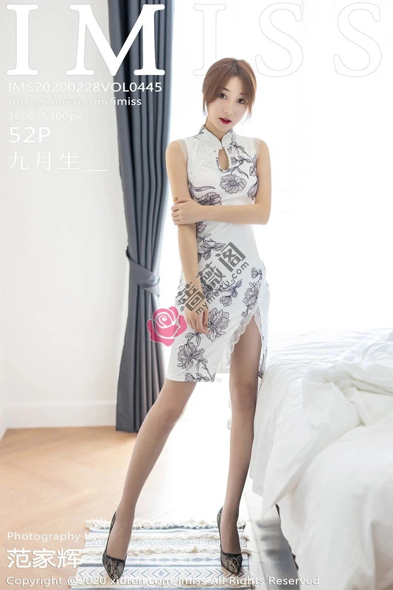 [IMiss爱蜜社] Vol.445 嫩模九月生私房优雅旗袍全脱露性感内衣无内肉丝诱人写真-蔷薇阁
