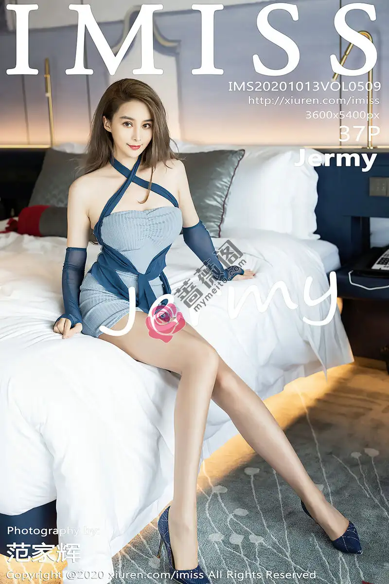 [IMiss爱蜜社] Vol.509 丽质模特Jermy私房华丽礼裙配肉丝袜半脱露性感内衣诱惑写真-蔷薇阁