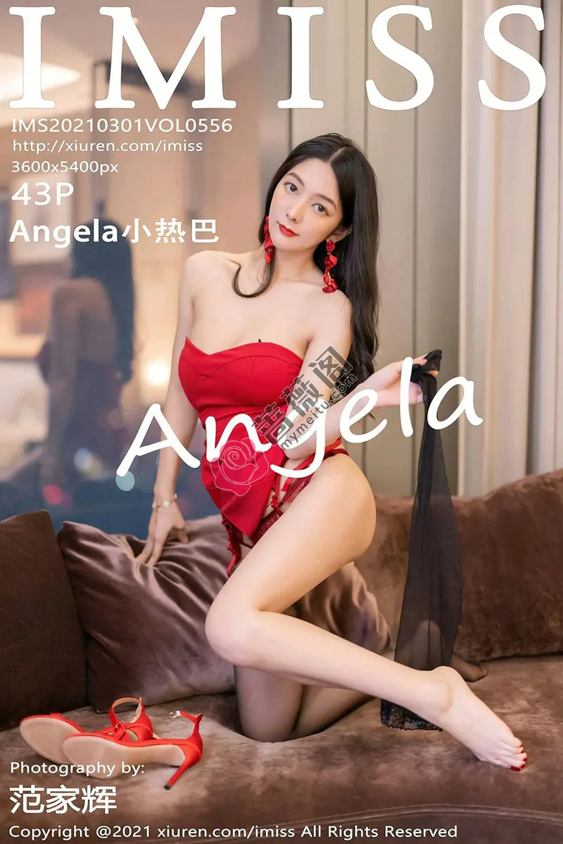 [IMiss爱蜜社] Vol.556 女神Angela小热巴鲜艳红色抹胸配吊带蕾丝袜秀完美身材诱惑写真-蔷薇阁