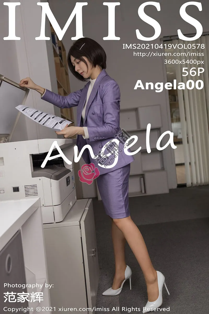 [IMiss爱蜜社] Vol.578 女神Angela00办公室制服主题半脱露性感内衣肉丝裤袜诱惑写真-蔷薇阁