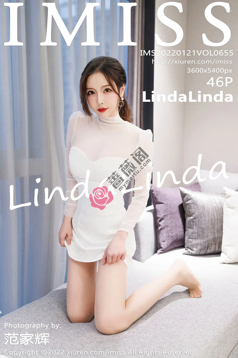 [IMiss爱蜜社] Vol.655 模特LindaLinda私房白色薄透连衣裙配肉丝裤袜秀丰满身材诱惑写真 - 蔷薇阁-蔷薇阁