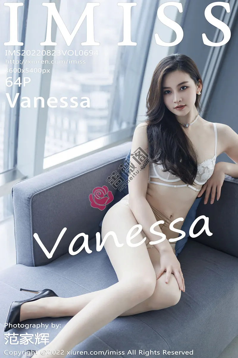 [IMiss爱蜜社] Vol.694 气质美女Vanessa淡橙色上衣配短裙半脱露蕾丝内衣诱惑写真-蔷薇阁