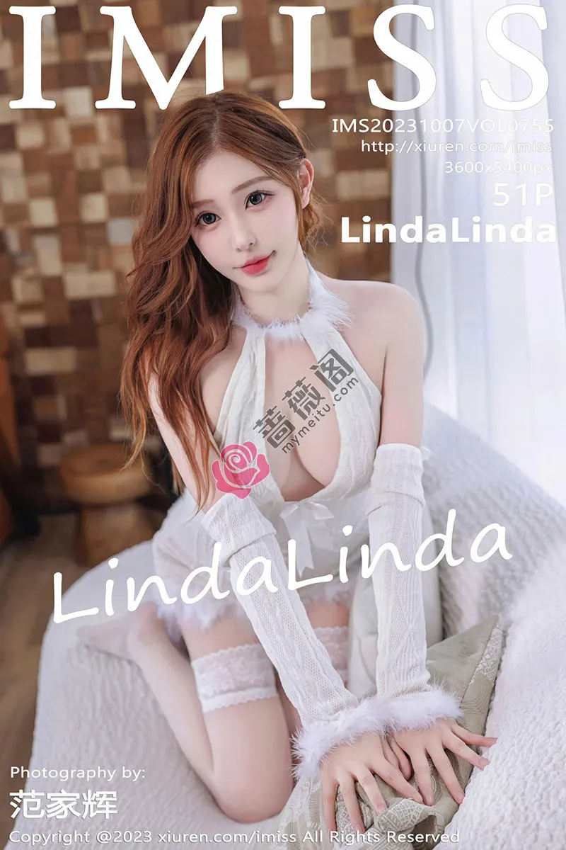 [IMiss爱蜜社] Vol.755 模特LindaLinda白色开胸连衣短裙配白丝袜秀完美身材诱惑写真-蔷薇阁