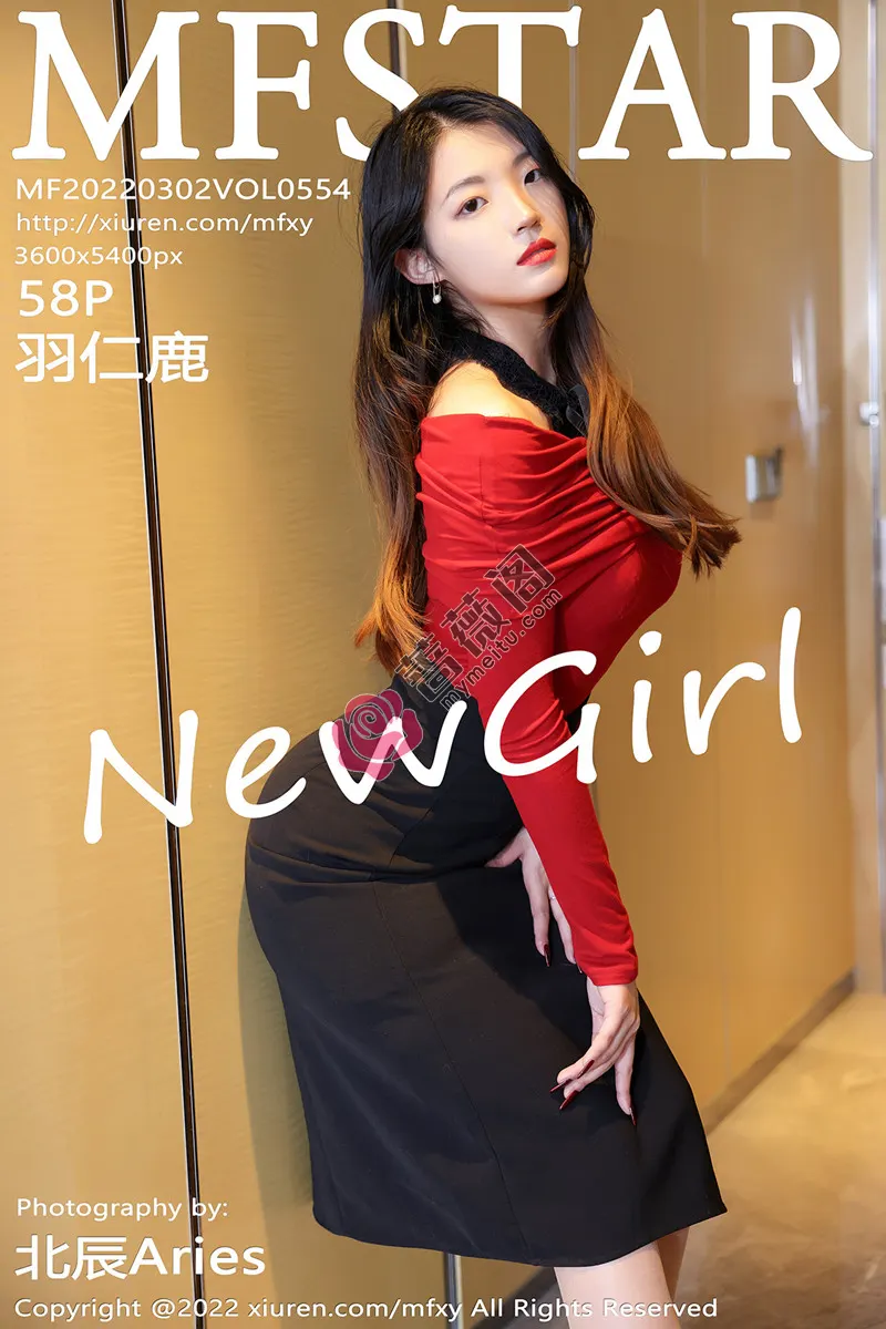 [MFStar模范学院] Vol.554 模特羽仁鹿性感红色上衣配黑短裙半脱露黑色蕾丝内衣诱惑写真-蔷薇阁