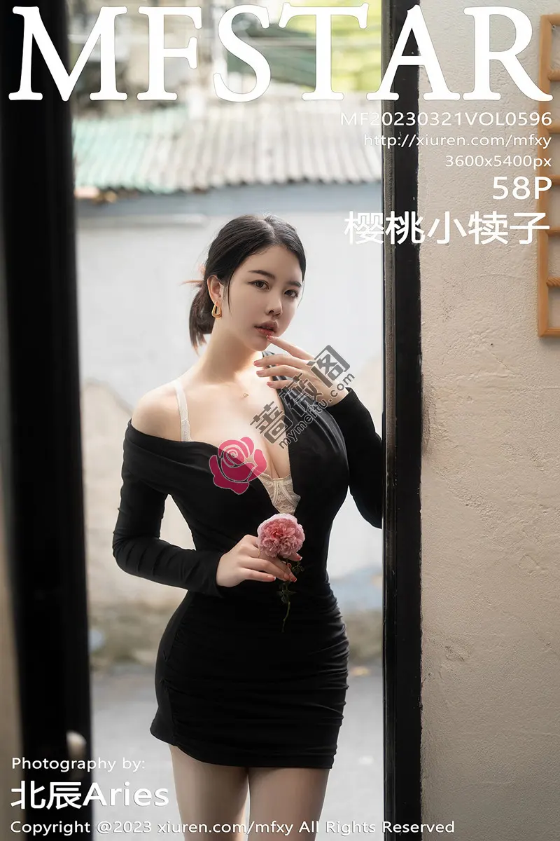 [MFStar模范学院] Vol.596 模特樱桃小犊子性感黑色低胸服配超薄黑丝秀丰腴身姿诱惑写真-蔷薇阁