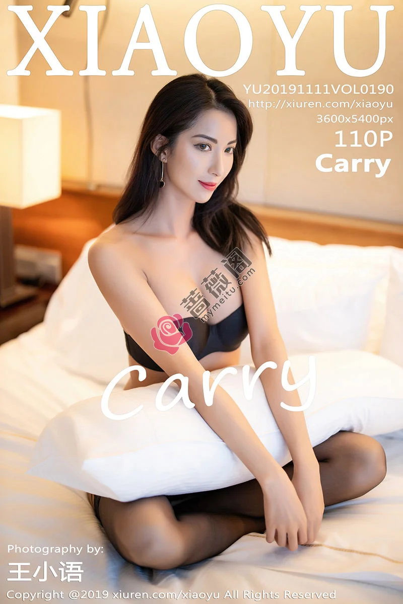 [XiaoYu语画界] VOL.190 女神Carry私房黑色内衣配吊带黑丝袜秀完美身材性感写真-蔷薇阁