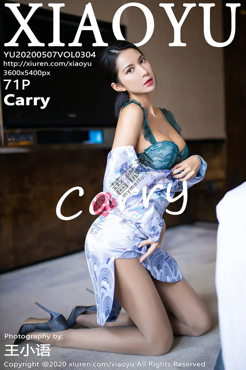 [XiaoYu语画界] Vol.304 嫩模Carry青花瓷古韵旗袍半脱露性感内衣秀美腿迷人写真 - 蔷薇阁-蔷薇阁