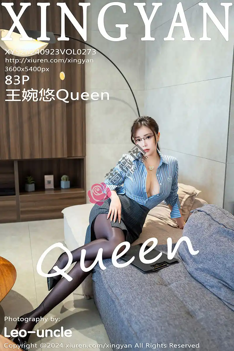 [XingYan星颜社] Vol.273 模特王婉悠Queen性感蓝色衬衫配开档黑丝秀惹火身材诱惑写真-蔷薇阁