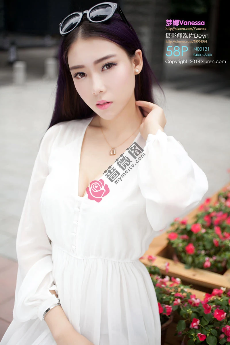 [XiuRen秀人网] No.131 嫩模梦娜Vanessa白色连身睡裙大尺度真空美胸诱惑写真-蔷薇阁