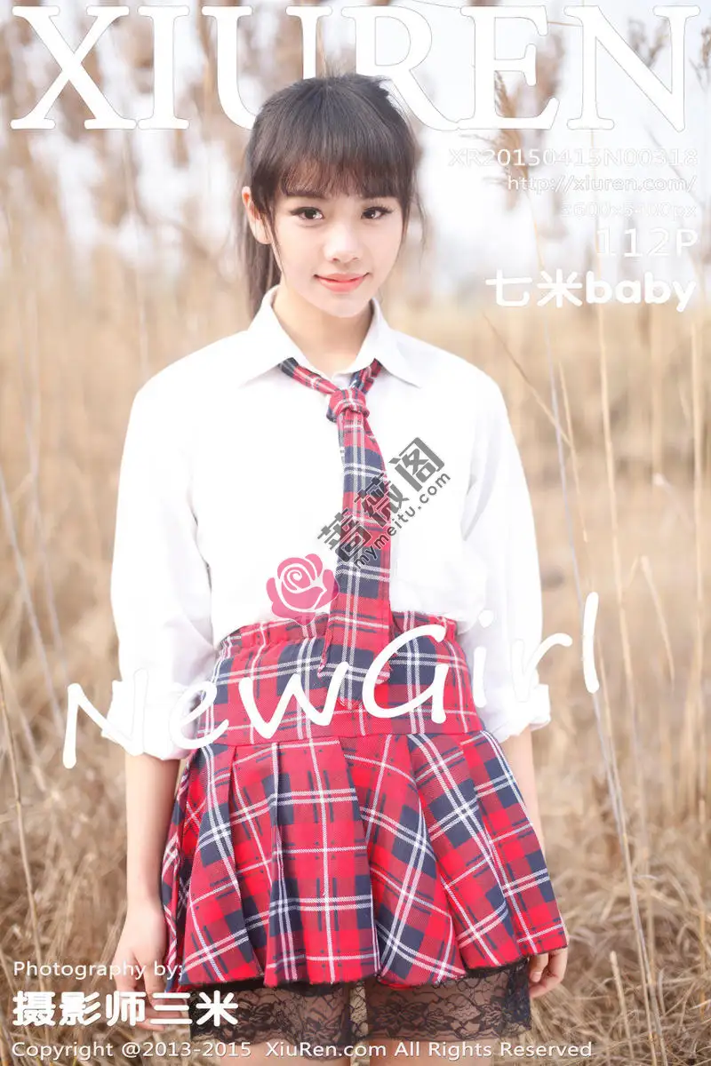[XiuRen秀人网] No.318 邻家女孩七米baby户外红色格子裙清新学生装迷人写真-蔷薇阁
