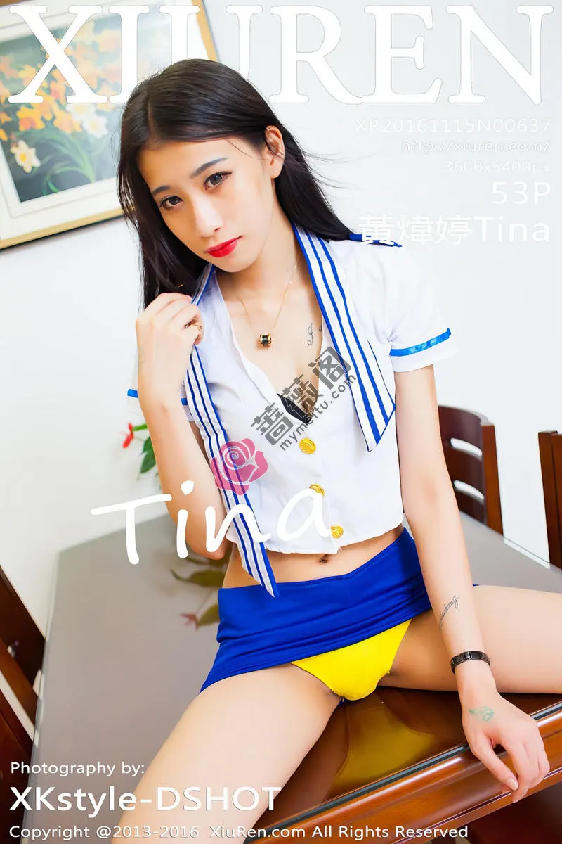 [XiuRen秀人网] No.637 嫩模黃煒婷Tina空乘制服蓝色短裙秀黄色内裤性感迷人写真 - 蔷薇阁-蔷薇阁