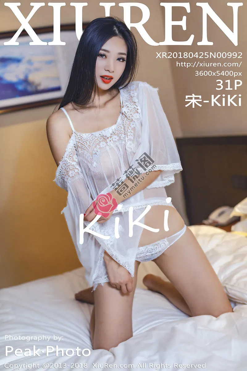 [XiuRen秀人网] No.992 女神宋-KiKi白色吊带薄纱无内真空透视秀美乳火辣诱惑写真 - 蔷薇阁-蔷薇阁