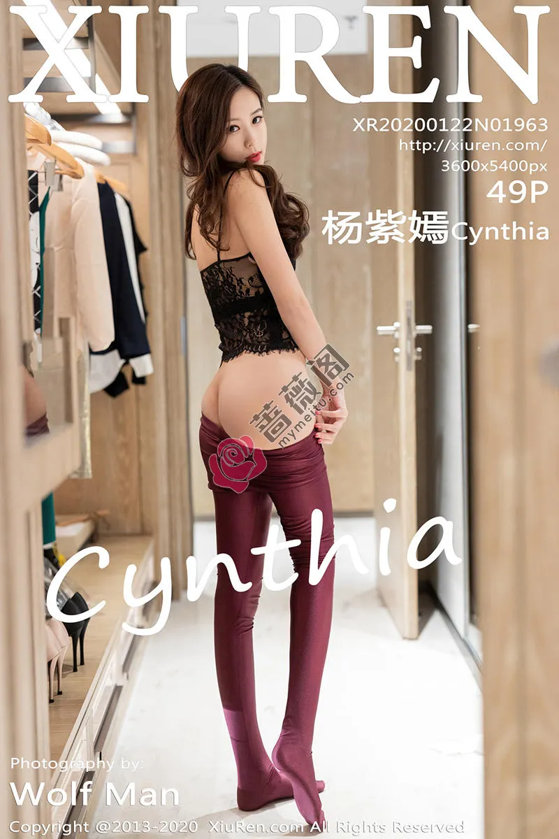 [XiuRen秀人网] No.1963 嫩模杨紫嫣Cynthia私房黑色蕾丝情趣内衣配紧身裤诱惑写真-蔷薇阁