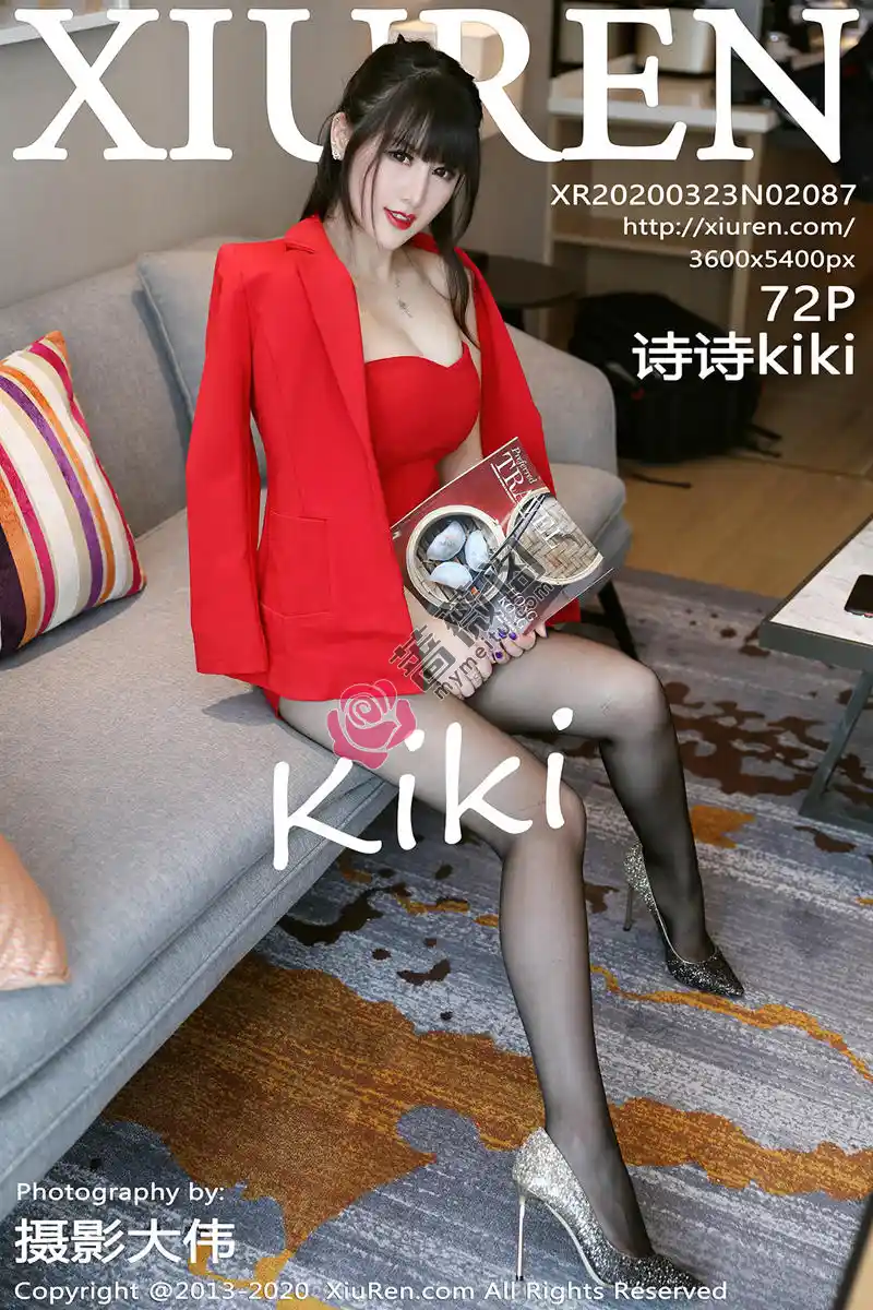[XiuRen秀人网] No.2087 嫩模诗诗kiki私房红色连身裙配无内黑丝裤袜秀翘臀诱惑写真 - 蔷薇阁-蔷薇阁