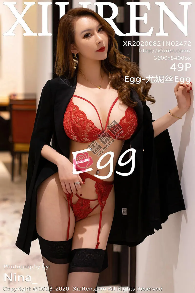 [XiuRen秀人网] No.2472 女神Egg-尤妮丝三亚旅拍私房红色蕾丝内衣配黑丝吊袜极致魅惑写真-蔷薇阁