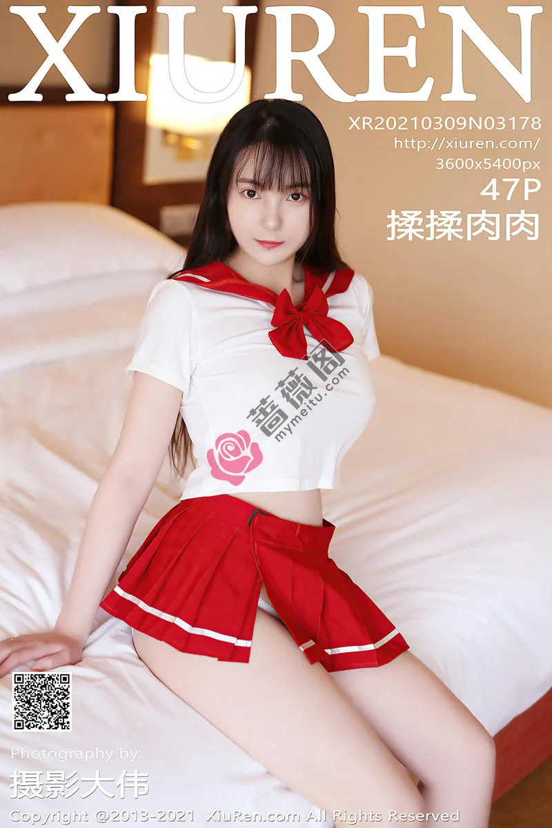 [XiuRen秀人网] NO.3178 嫩模揉揉肉肉私房经典JK制服配蕾丝袜半撩露豪乳翘臀诱惑写真 - 蔷薇阁-蔷薇阁