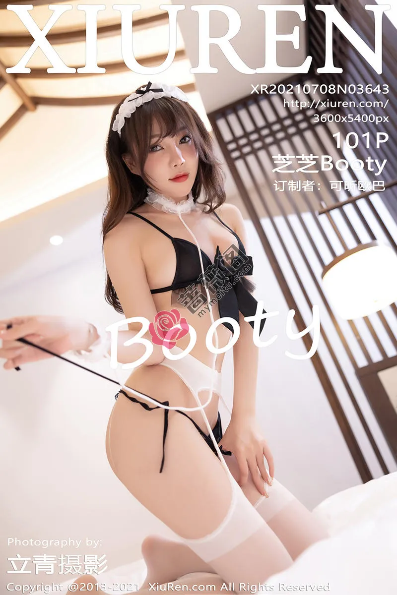 [XiuRen秀人网] NO.3643 女神芝芝Booty女仆剧情主题私房黑色内衣配白色吊袜诱惑写真 - 蔷薇阁-蔷薇阁
