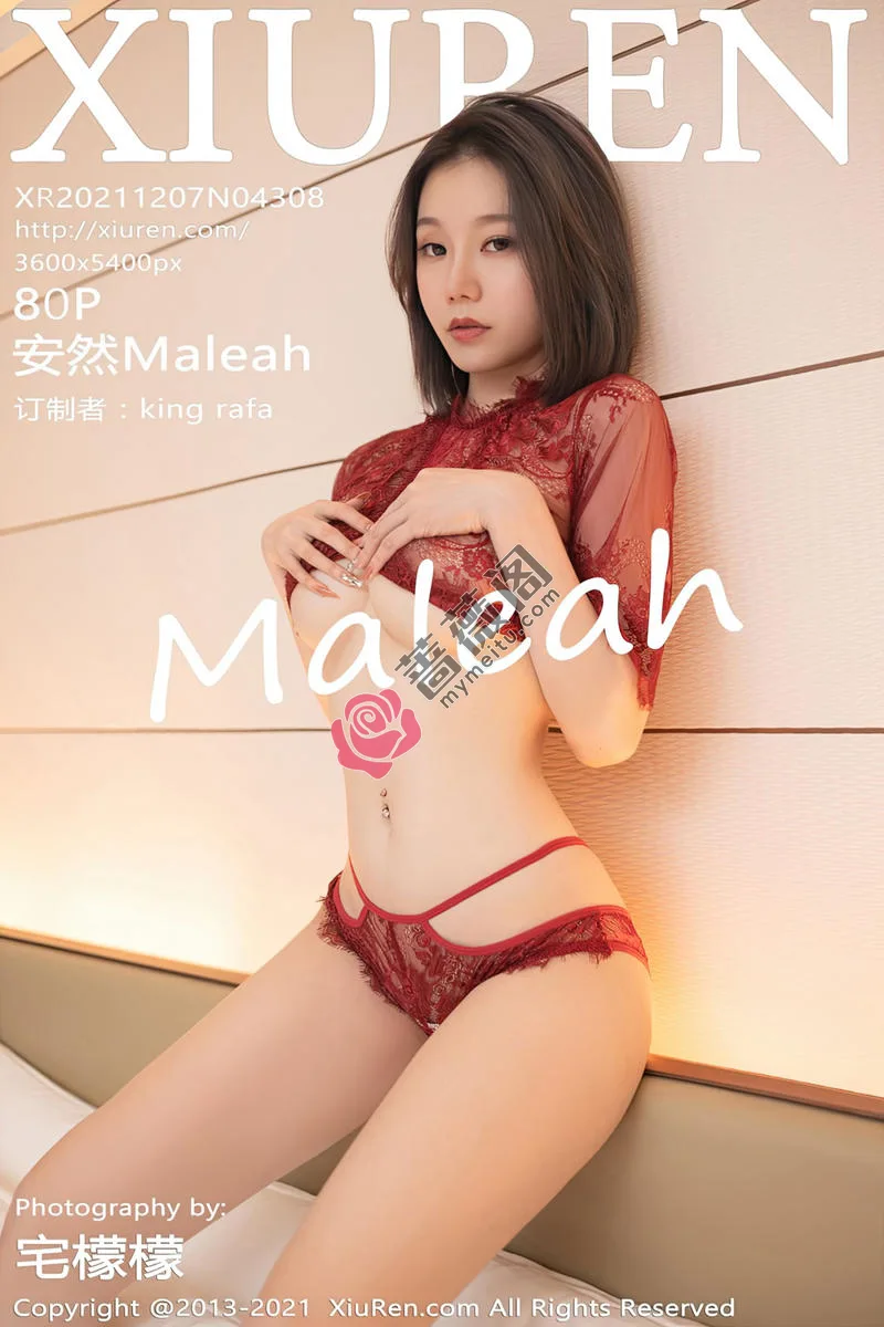 [XiuRen秀人网] NO.4308 模特安然Maleah私房脱白纱连衣裙露红色蕾丝内衣惹火诱惑写真-蔷薇阁