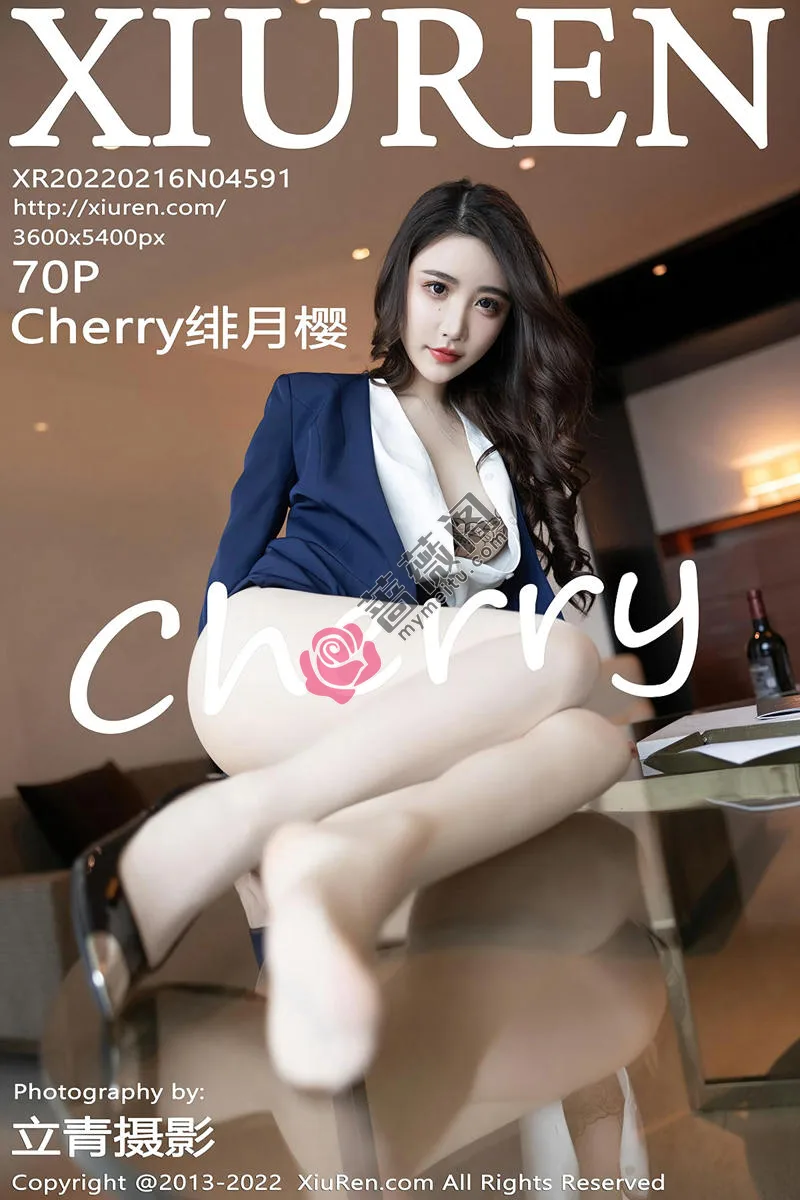 [XiuRen秀人网] No.4591 女神Cherry绯月樱脱深蓝套装露性感蕾丝内衣肉丝裤袜诱惑写真 - 蔷薇阁-蔷薇阁