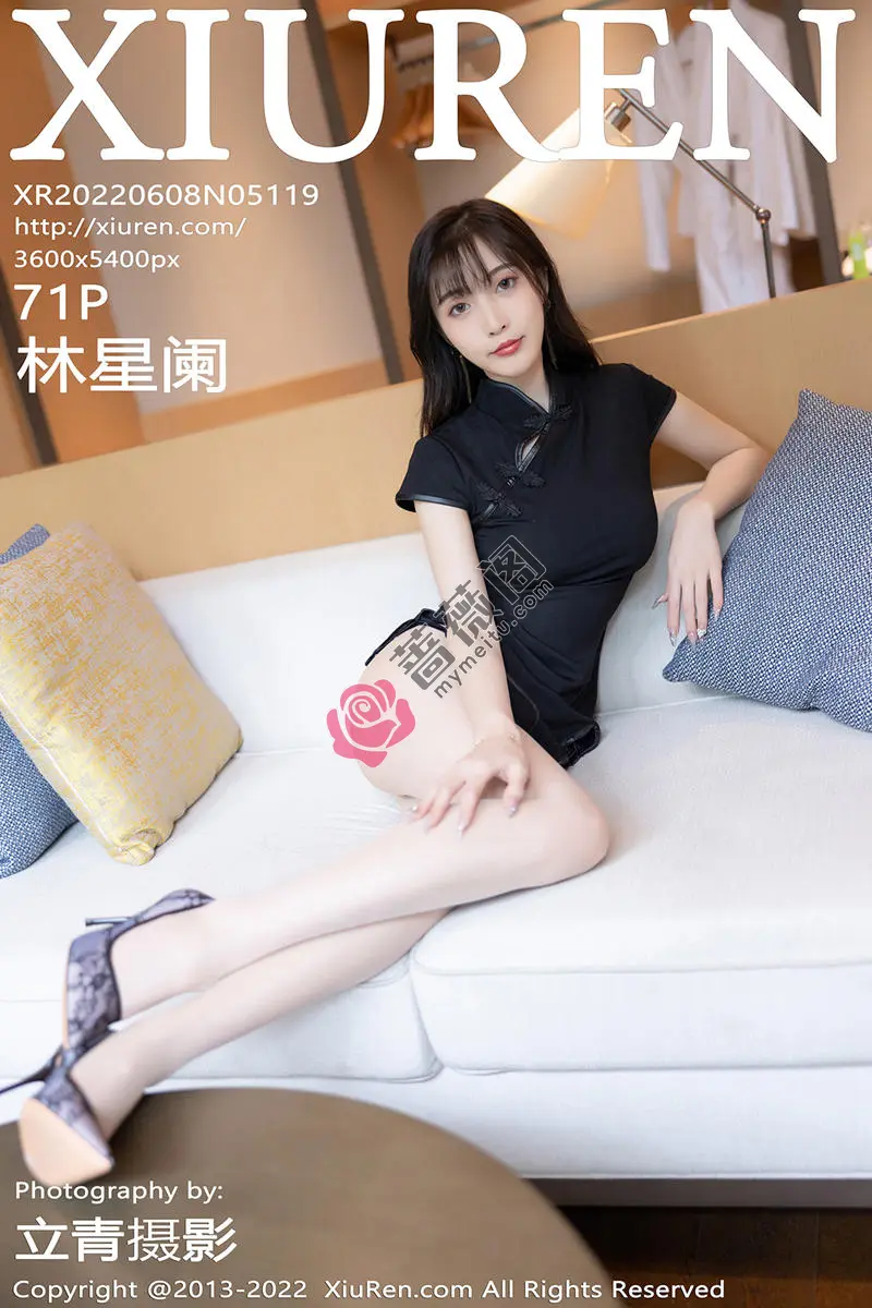 [XiuRen秀人网] No.5119 模特林星阑性感黑色短款旗袍配超薄肉丝半脱秀苗条身材诱惑写真-蔷薇阁