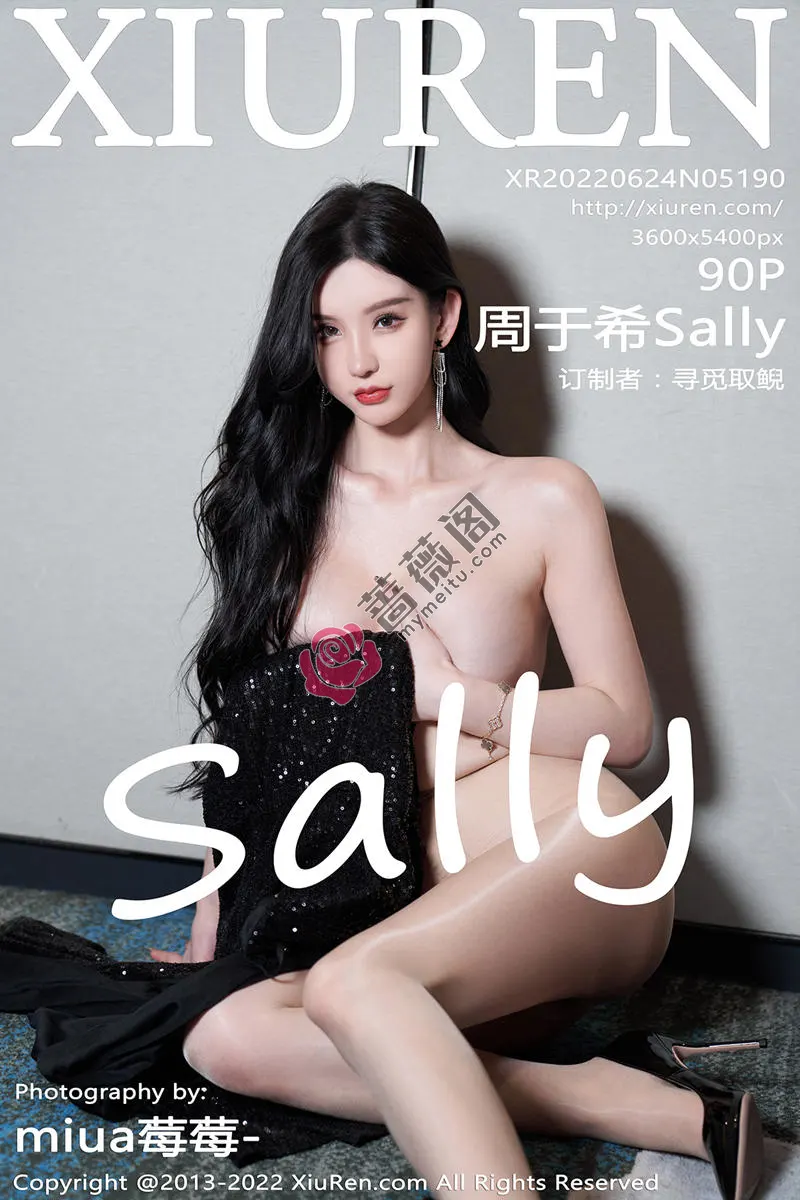 [XiuRen秀人网] No.5190 女神周于希Sally心愿旅拍黑色闪亮吊带长裙配超薄肉丝诱惑写真-蔷薇阁