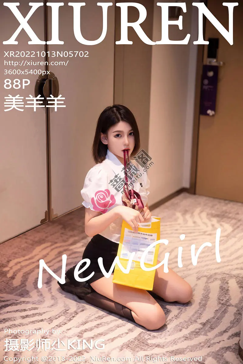 [XiuRen秀人网] No.5702 新人模特美羊羊宾馆里性感白T配黑短裤露性感薄纱内衣诱惑写真 - 蔷薇阁-蔷薇阁