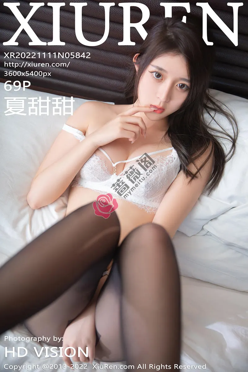 [XiuRen秀人网] No.5842 模特夏甜甜性感白色上衣配灰短裙露蕾丝内衣超薄黑丝诱惑写真-蔷薇阁