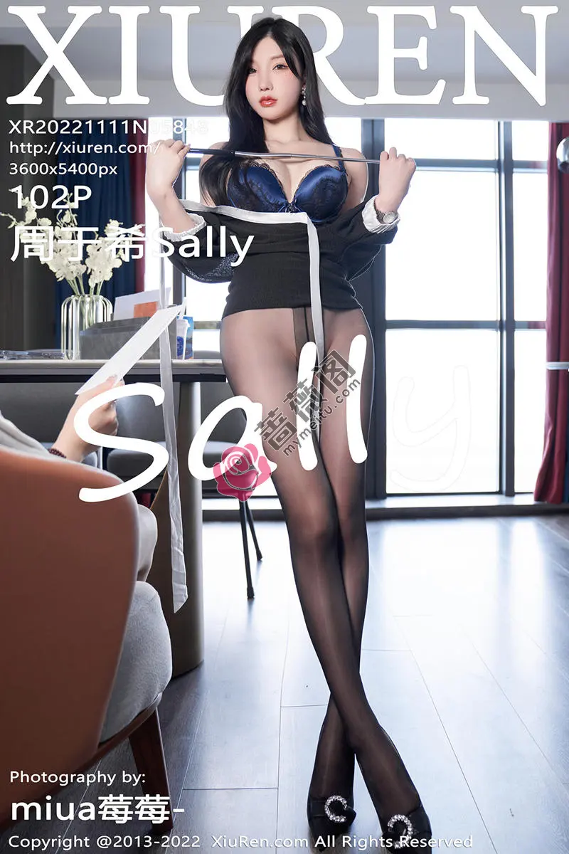 [XiuRen秀人网] No.5848 女神周于希Sally私房性感蓝色蕾丝内衣配超薄闪亮黑丝魅惑写真 - 蔷薇阁-蔷薇阁