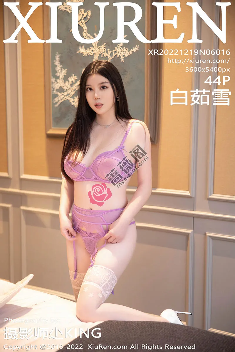 [XiuRen秀人网] No.6016 模特白茹雪玫红色蕾丝情趣内衣配白丝吊袜秀惹火身材诱惑写真 - 蔷薇阁-蔷薇阁