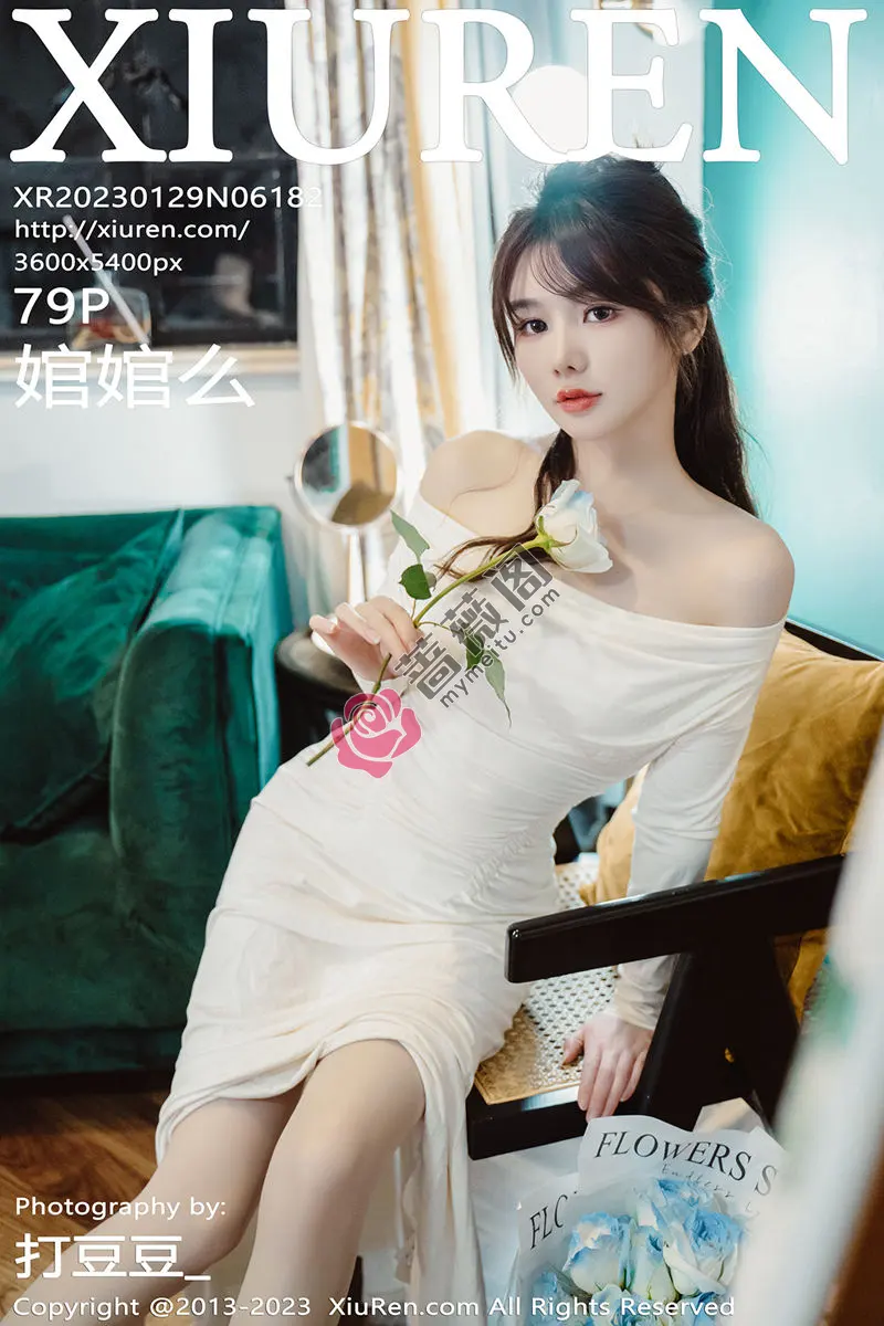 [XiuRen秀人网] No.6182 模特婠婠么脱白色连衣长裙露蕾丝内衣配开档白丝迷人诱惑写真-蔷薇阁