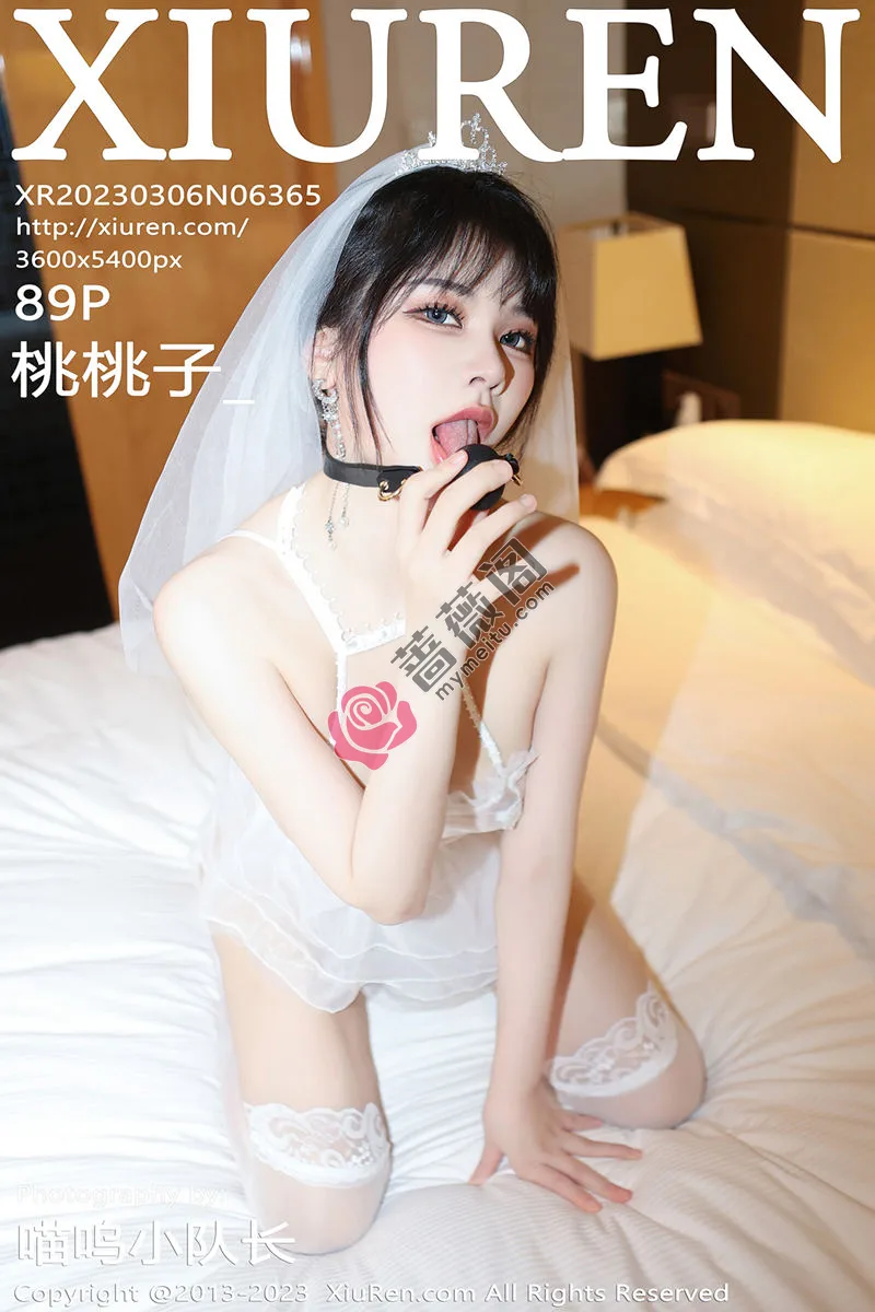 [XiuRen秀人网] No.6365 模特桃桃子_性感白色蕾丝婚纱配白丝袜透视秀惹火身材诱惑写真-蔷薇阁