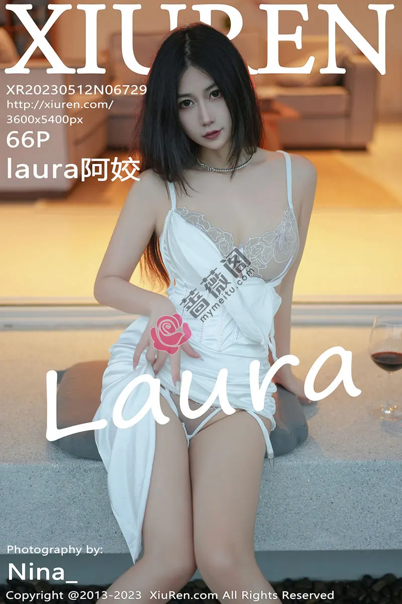 [XiuRen秀人网] No.6729 模特laura阿姣脱白色吊带长裙露浅色轻透蕾丝内衣完美诱惑写真-蔷薇阁