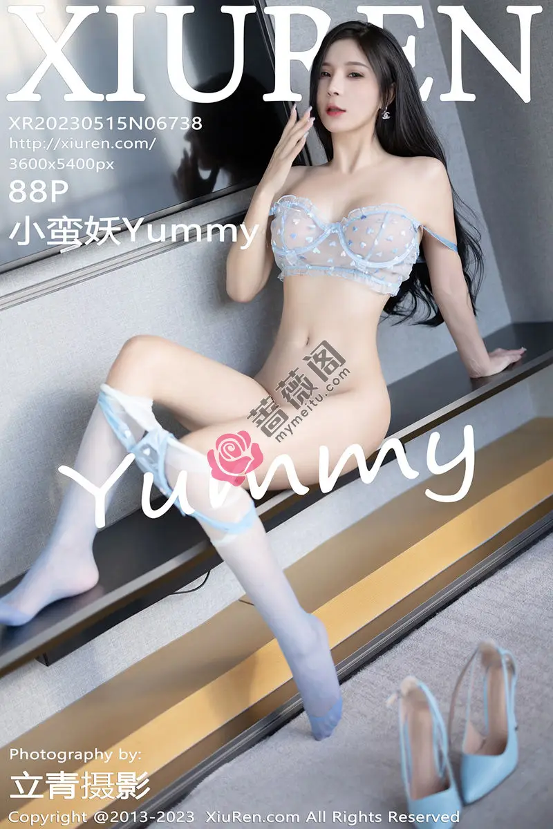 [XiuRen秀人网] No.6738 模特小蛮妖Yummy淡蓝色轻透蕾丝内衣配超薄丝袜迷人诱惑写真 - 蔷薇阁-蔷薇阁