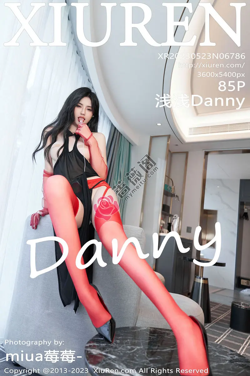 [XiuRen秀人网] No.6786 模特浅浅Danny黑色轻透服配红色蕾丝吊袜秀完美身材诱惑写真 - 蔷薇阁-蔷薇阁