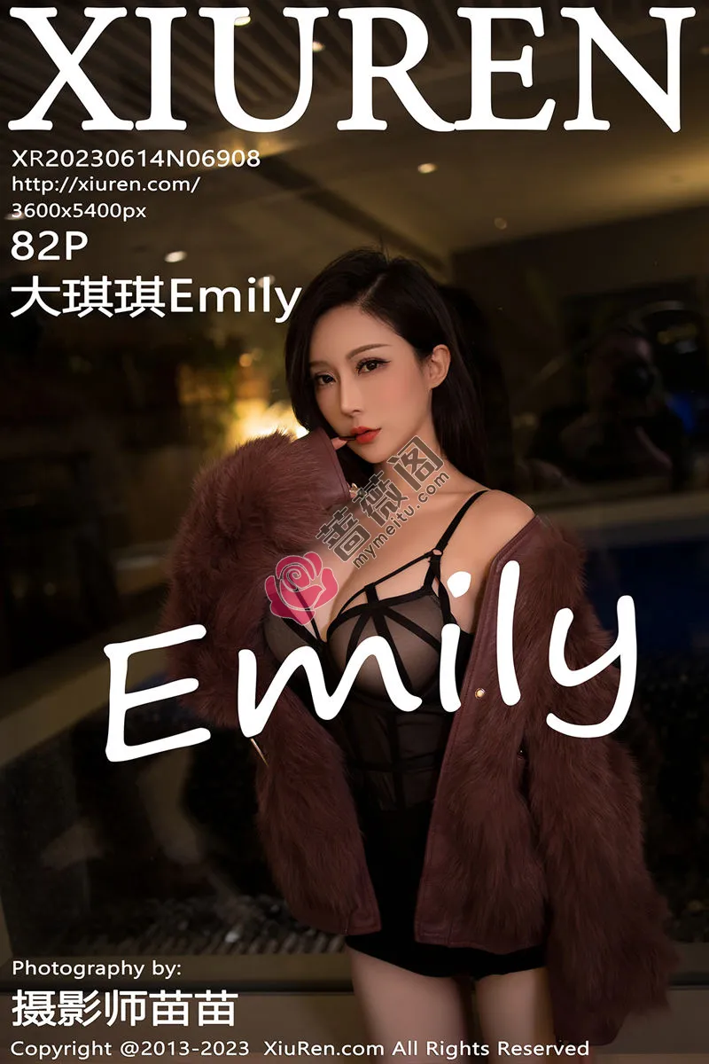 [XiuRen秀人网] No.6908 模特大琪琪Emily脱红灰毛衣露黑色情趣内衣秀玲珑身段诱惑写真 - 蔷薇阁-蔷薇阁