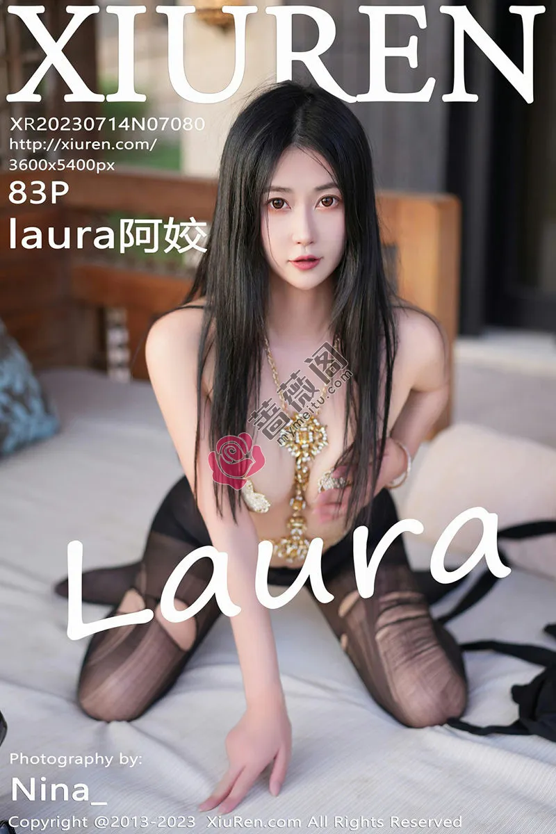 [XiuRen秀人网] No.7080 模特laura阿姣性感黑色连衣短裙配开档黑丝秀翘臀美腿诱惑写真-蔷薇阁