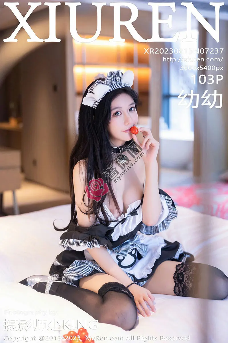 [XiuRen秀人网] No.7237 模特幼幼性感白黑色女仆服配超薄黑丝秀完美身材迷人诱惑写真-蔷薇阁