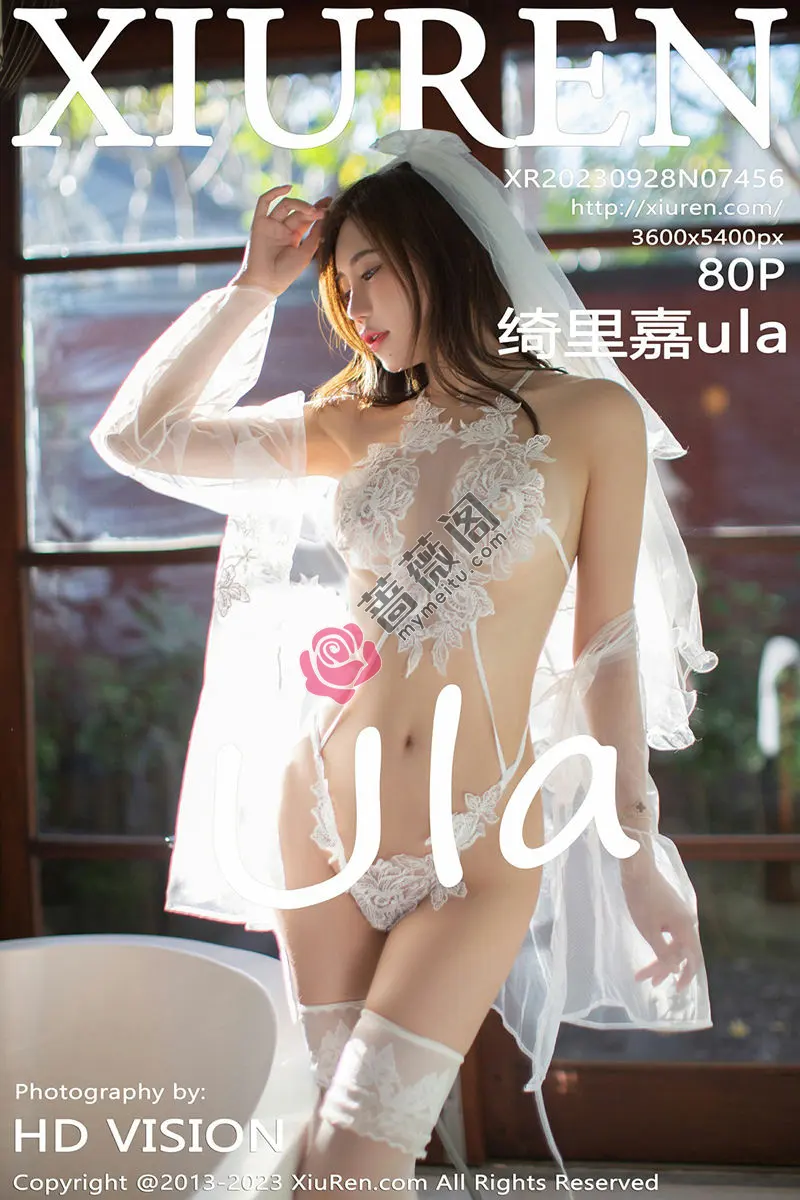 [XiuRen秀人网] No.7456 模特绮里嘉ula性感白色婚纱服饰配白色丝袜秀惹火身材诱惑写真 - 蔷薇阁-蔷薇阁