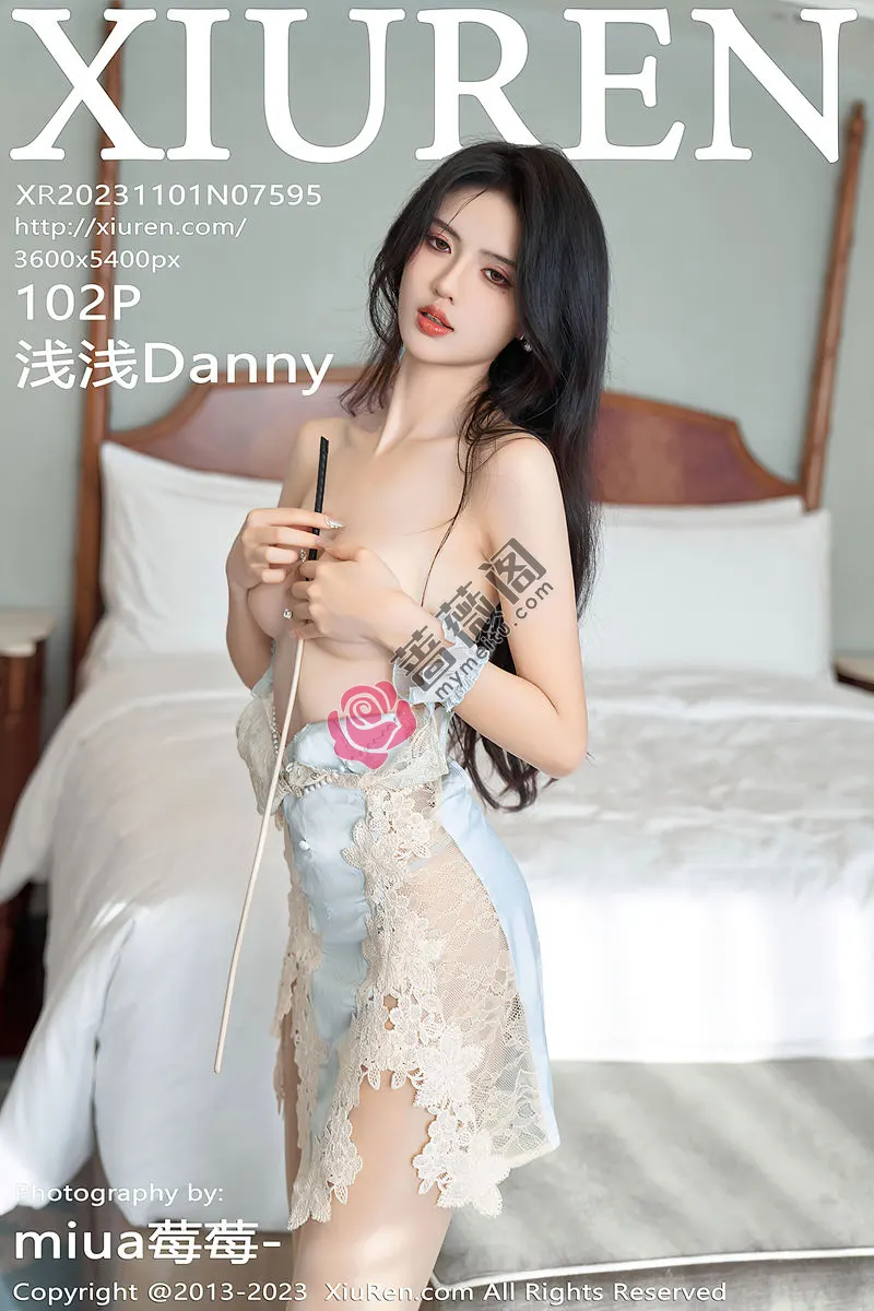 [XiuRen秀人网] No.7595 模特浅浅Danny性感粉色连衣短裙半脱秀丰腴身姿撩人诱惑写真-蔷薇阁