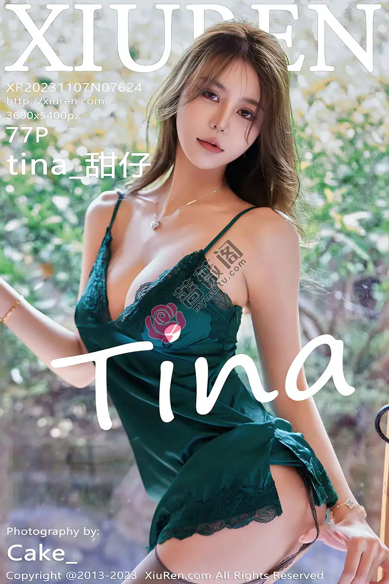 [XiuRen秀人网] No.7624 模特tina_甜仔性感墨绿睡裙配灰丝吊袜秀凹凸身材完美诱惑写真-蔷薇阁