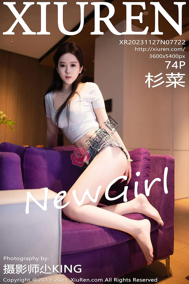 [XiuRen秀人网] No.7722 新人模特杉菜性感白色上衣配牛仔内裤半脱秀丰满身材诱惑写真 - 蔷薇阁-蔷薇阁