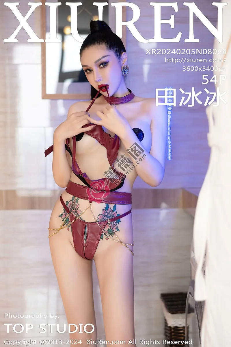 [XiuRen秀人网] No.8069 模特田冰冰私房性感红色情趣皮衣露傲人豪乳遮点惹火诱惑写真-蔷薇阁