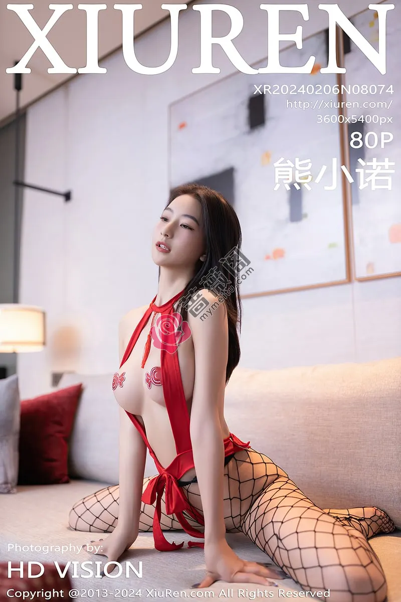 [XiuRen秀人网] No.8074 模特熊小诺性感红色情趣服饰配黑色网格袜丝秀曼妙身姿诱惑写真-蔷薇阁