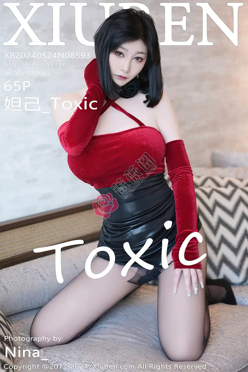 [XiuRen秀人网] No.8593 女神妲己_Toxic性感红色上衣配黑皮短裙露超薄黑丝秀翘臀诱惑写真 - 蔷薇阁-蔷薇阁