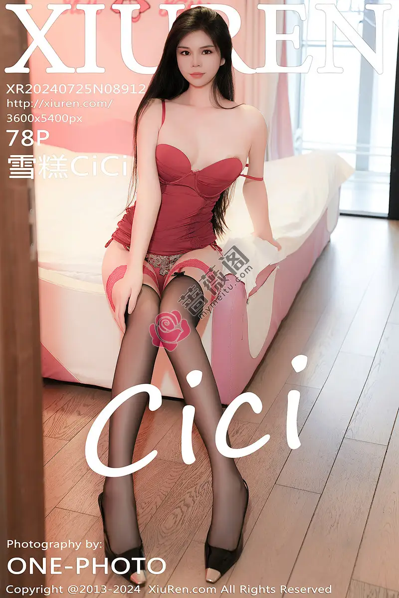 [XiuRen秀人网] NO.8912 模特雪糕CiCi性感红色情趣服饰配黑丝吊袜秀翘臀美腿诱惑写真-蔷薇阁
