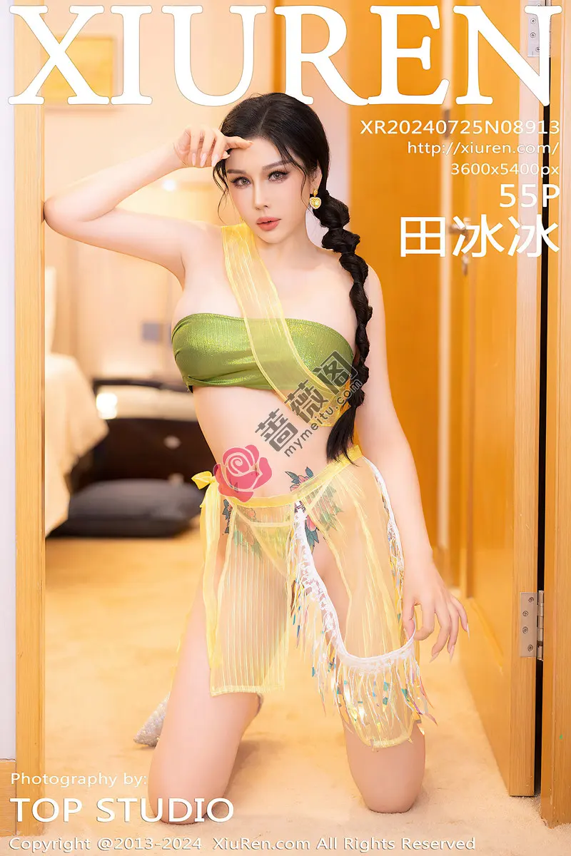 [XiuRen秀人网] NO.8913 模特田冰冰性感黄色情趣服饰露抹胸内衣秀完美身材惹火诱惑写真-蔷薇阁