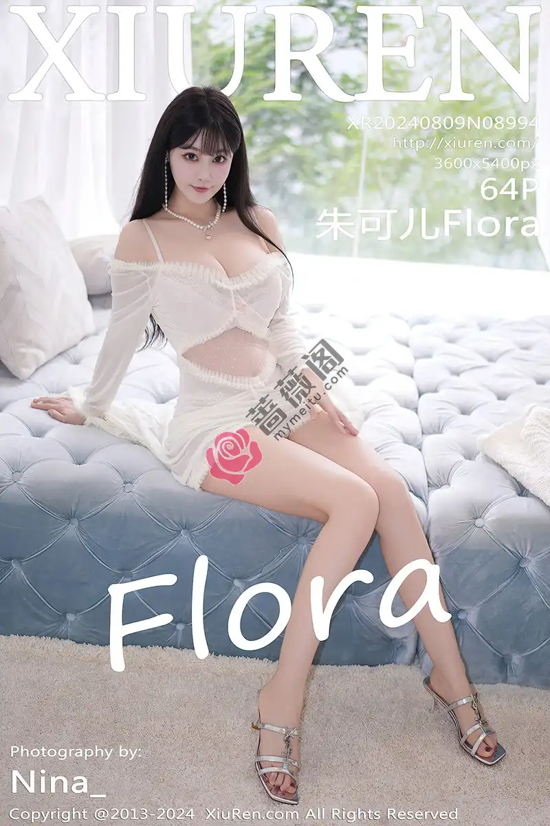 [XiuRen秀人网] NO.8994 女神朱可儿Flora性感白色情趣服饰配蓝尾巴秀丰满身材诱惑写真-蔷薇阁